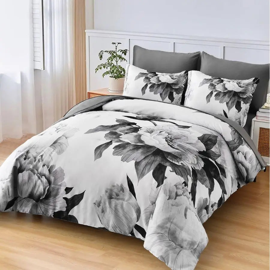 Grey Queen Comforter Set 7 Piece Bed